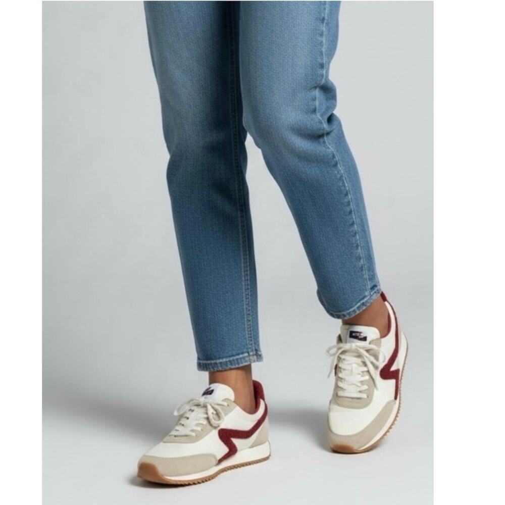 rag & bone Retro Runner Sneakers new without box white and maroon size 7 - Picture 2 of 9